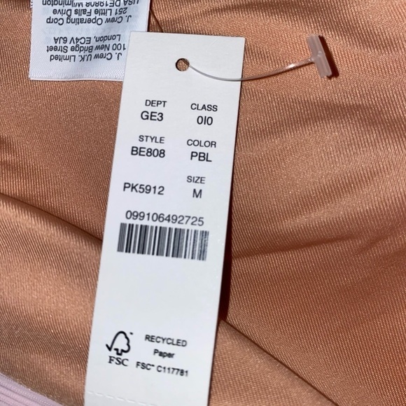 J. Crew NWT Ribbed High Rise Cheeky Bikini Bottom Pink Women’s Size Med 80s - Picture 3 of 6